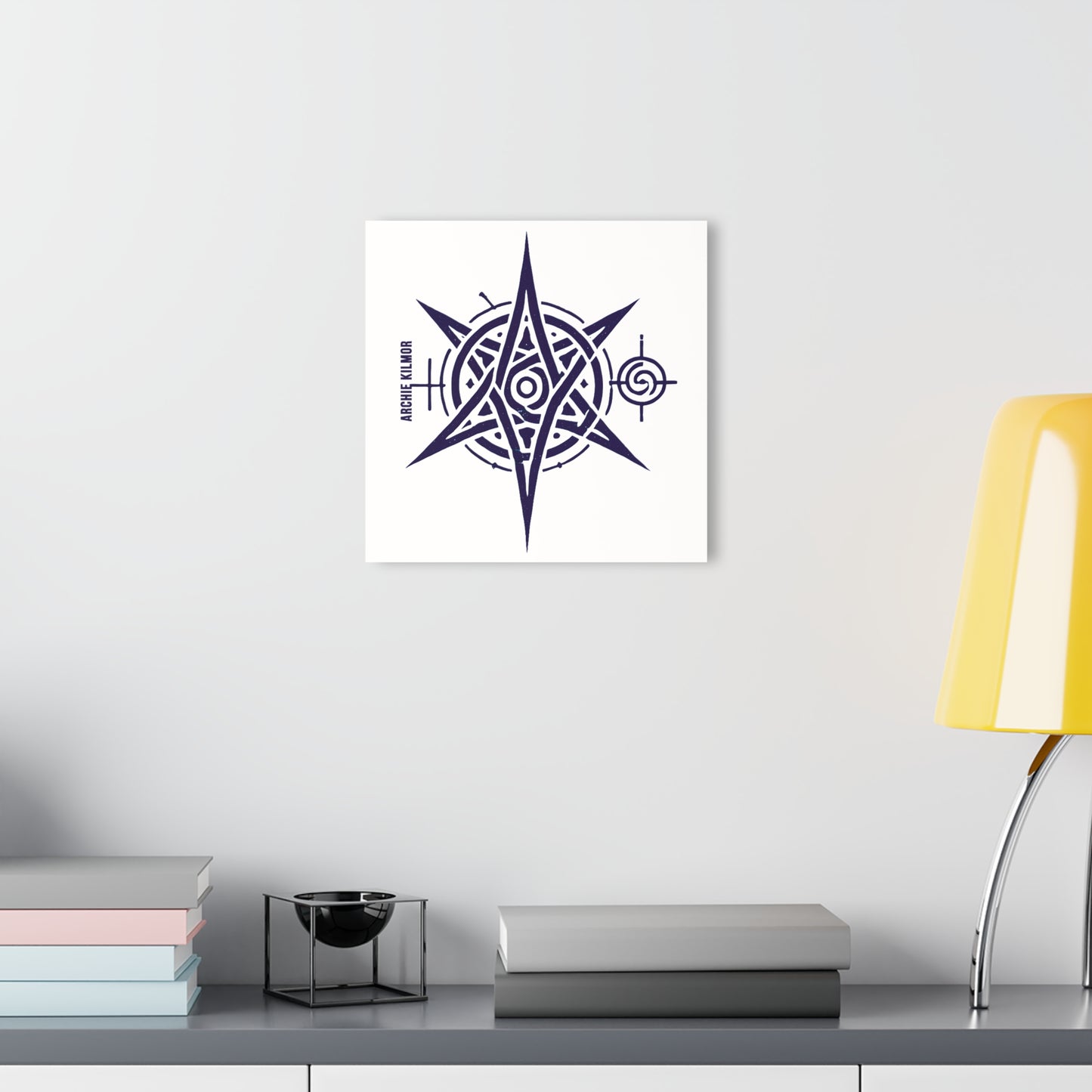 "Archie Kilmor Caltrop Symbol", Acrylic Wall Prints (French Cleat Hanging) (Porcelain White)