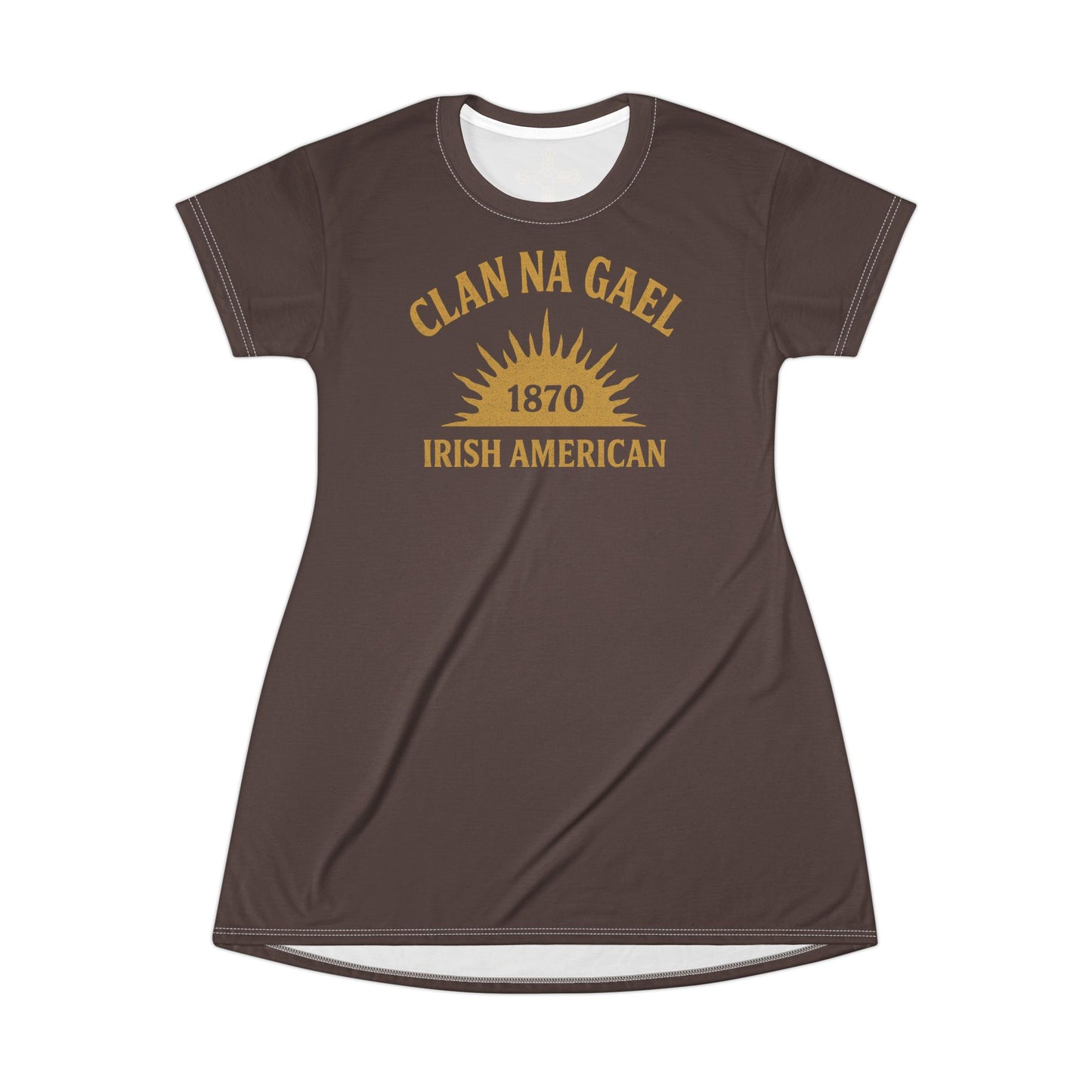 "Clan na Gael - Irish American", T-Shirt Dress (Wild Boar Brown)