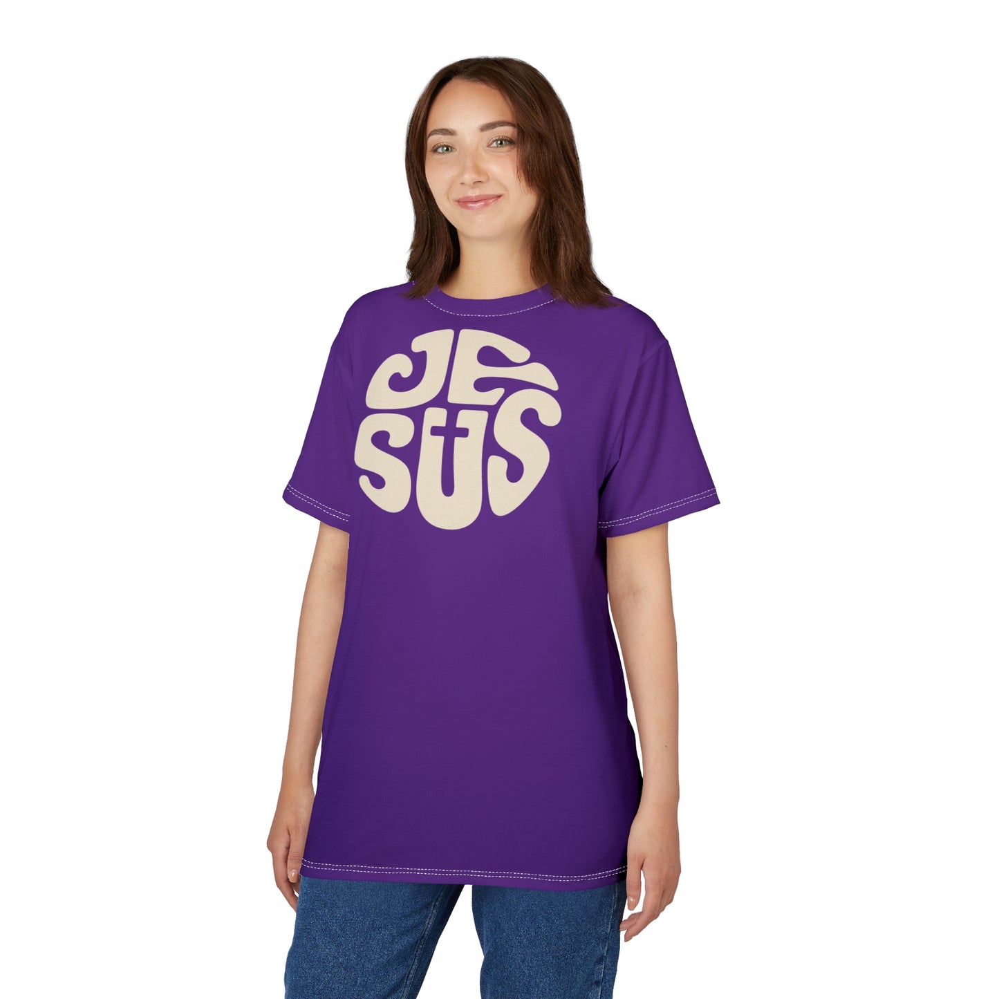 "Retro Jesus", Unisex T-shirt (Storm Purple)