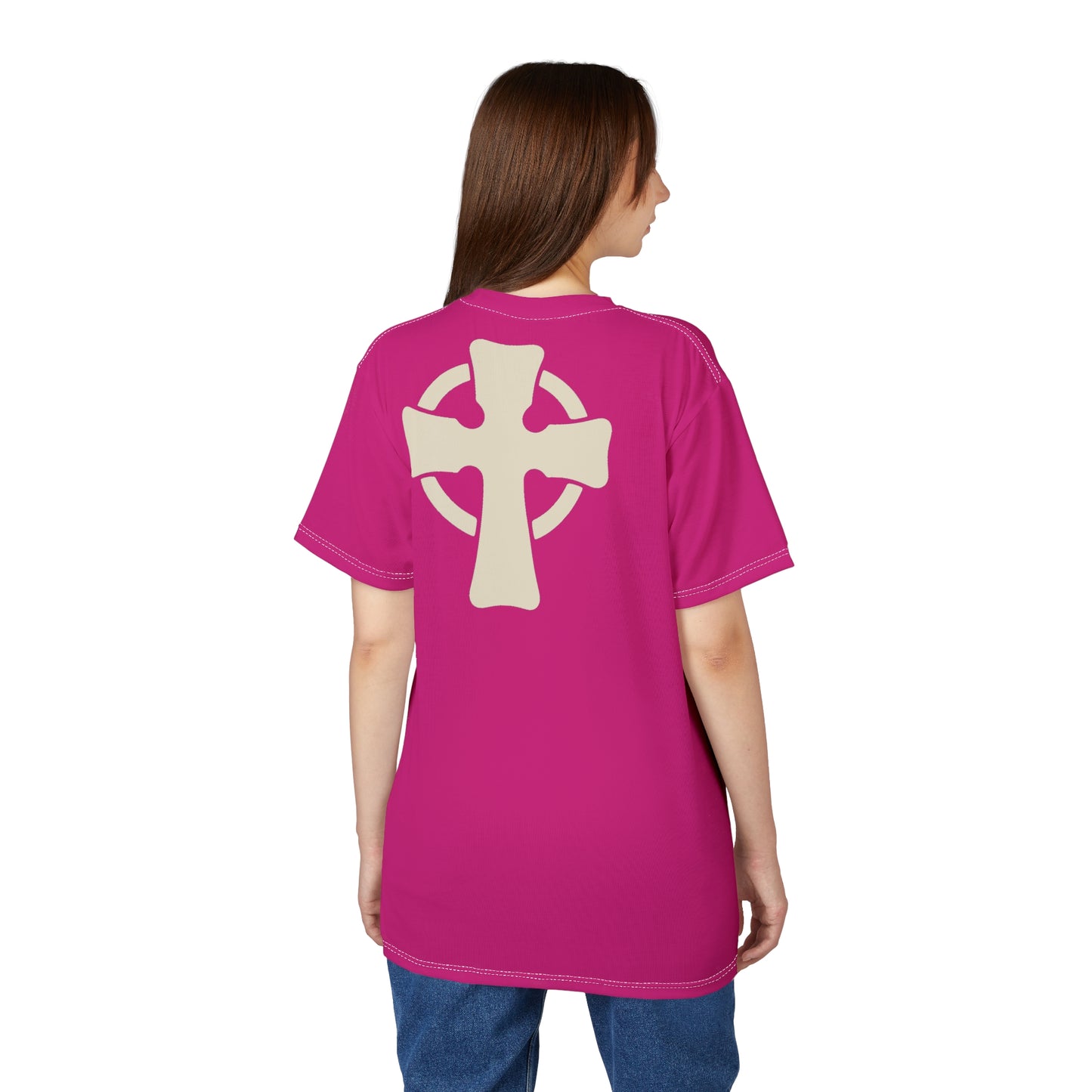 "Retro Jesus", Unisex T-shirt (Barbie Pink)