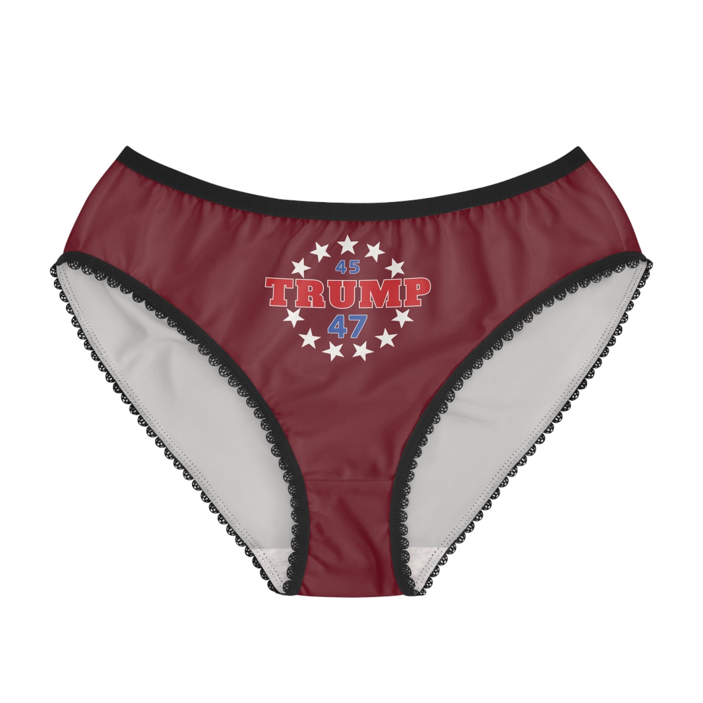 "Trump 45-47 Circle of Stars", Women's Briefs (Dark Cherry Red)