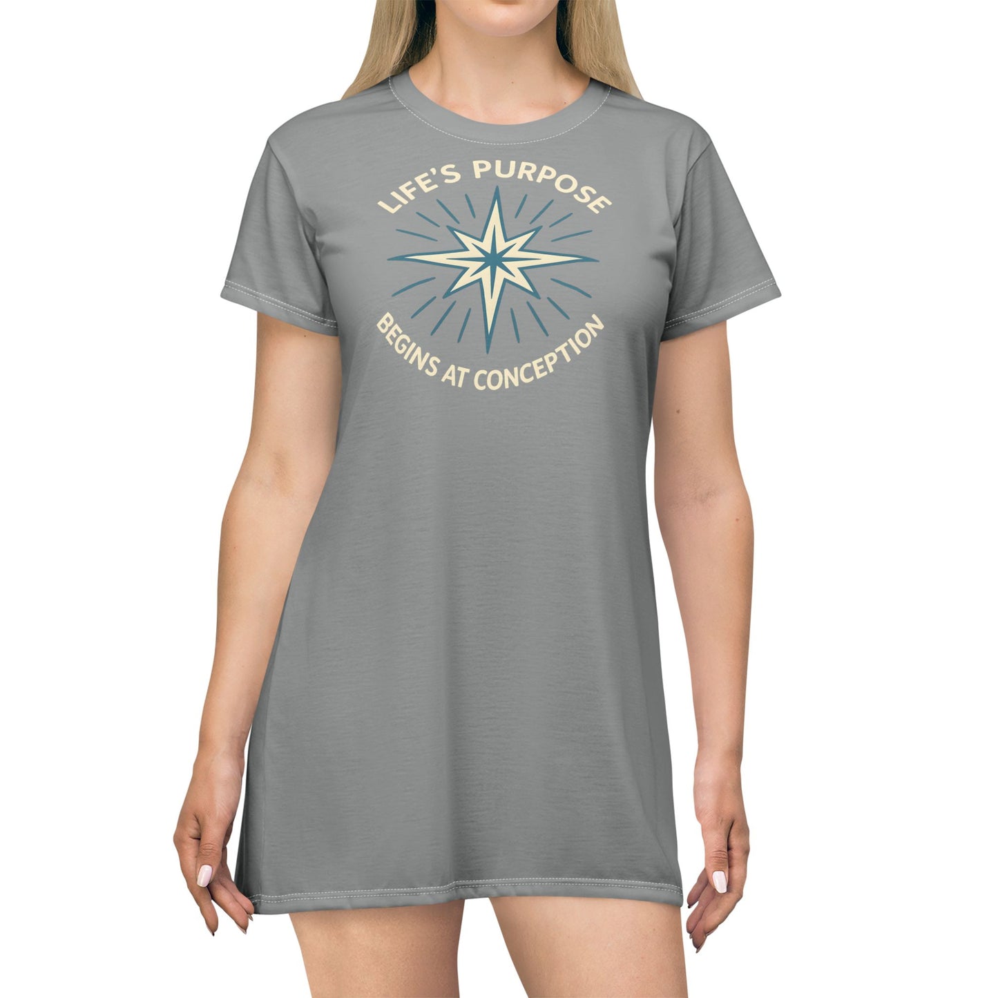 "Life's Purpose Begins at Conception #01", T-Shirt Dress (Techile)