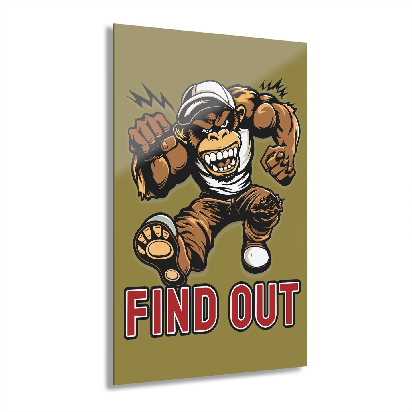 "Find Out", Acrylic Wall Prints (French Cleat Hanging) (Camouflage Yellow)