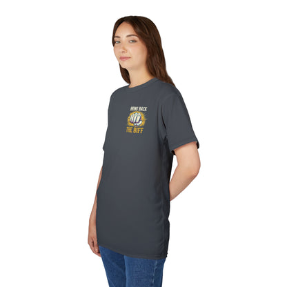 "Bring Back The Biff", Unisex T-shirt (Hebridean Grey)