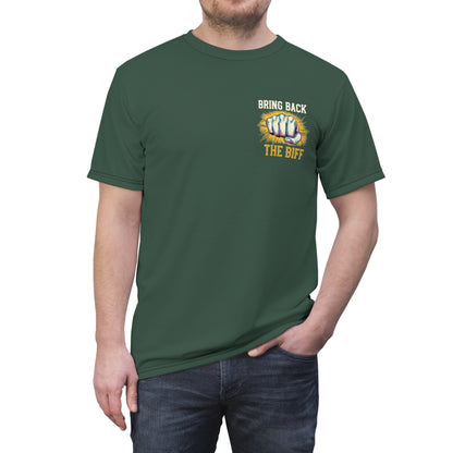 "Bring Back The Biff", Unisex T-shirt (Old Growth Green)