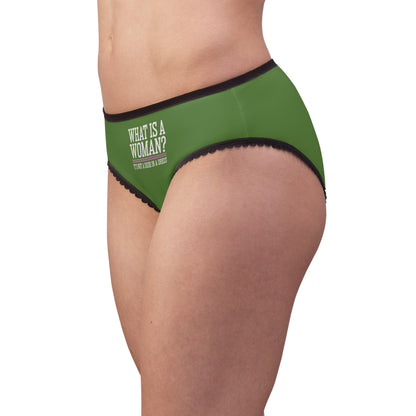 "What is a Woman" #02, Women's Briefs (Avocado Green)