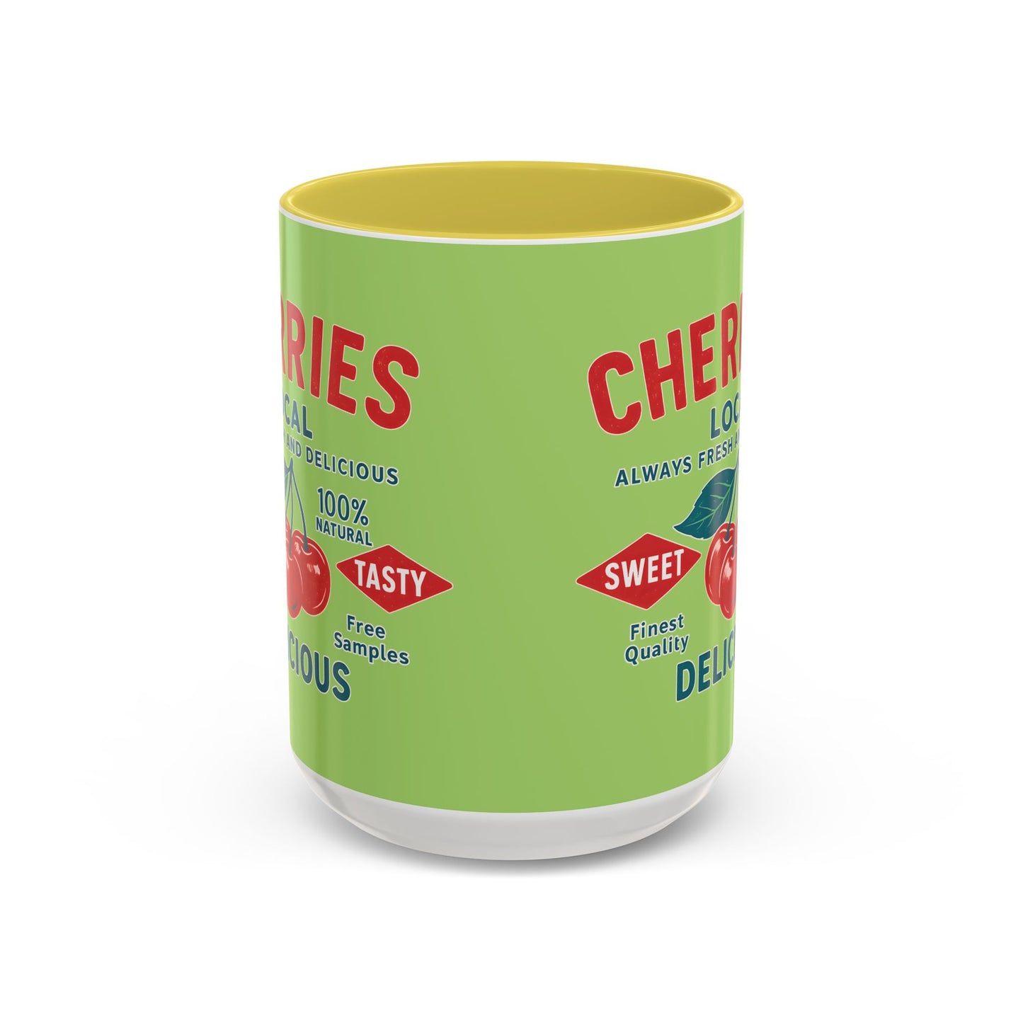 "Delicious Cherries", Colorful Mugs (11oz, 15oz) (Orchard Lime)