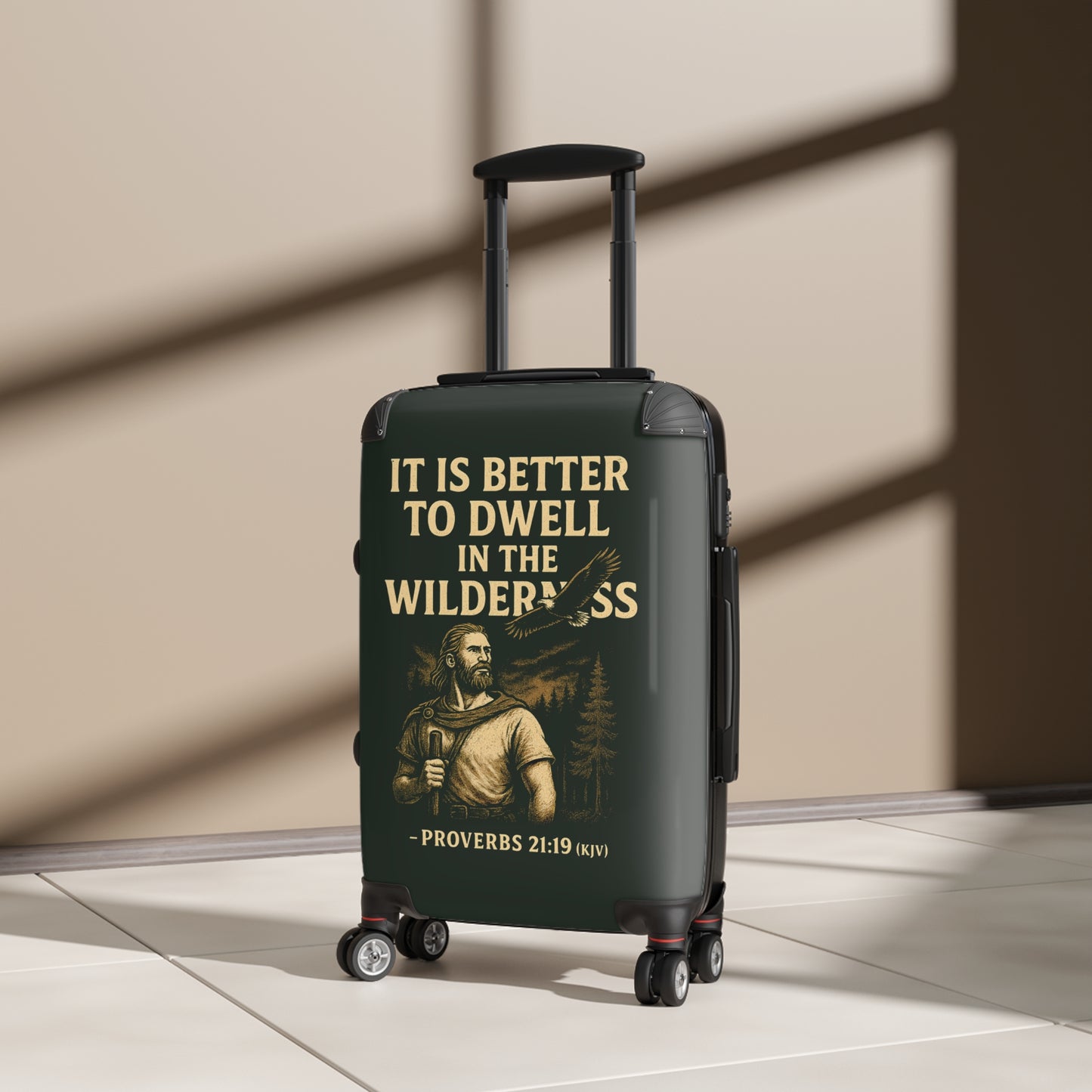 "Proverbs 21:19 (KJV), Suitcases (Dark Woodland Green)