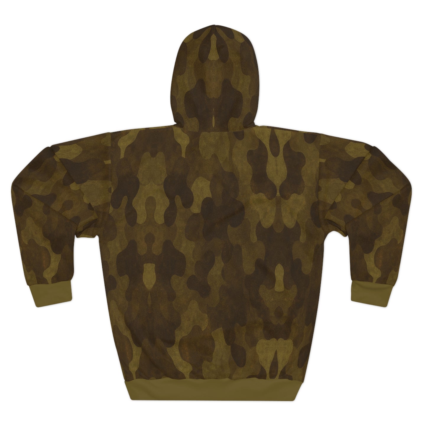"Swamp Recon Camouflage", Unisex Wearable Art Pullover Hoodie (Bogbrush Olive Cuffs & Waist)