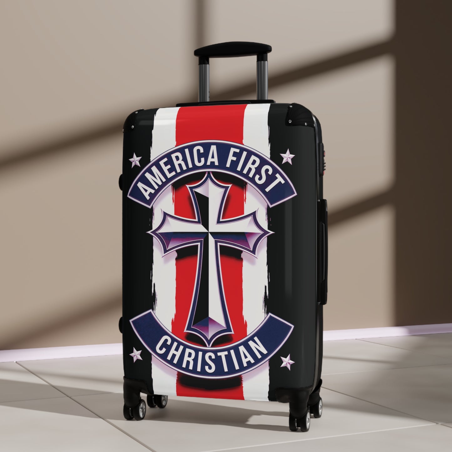 "America First Christian" Wall Art #02 Suitcases (Moonless Black)