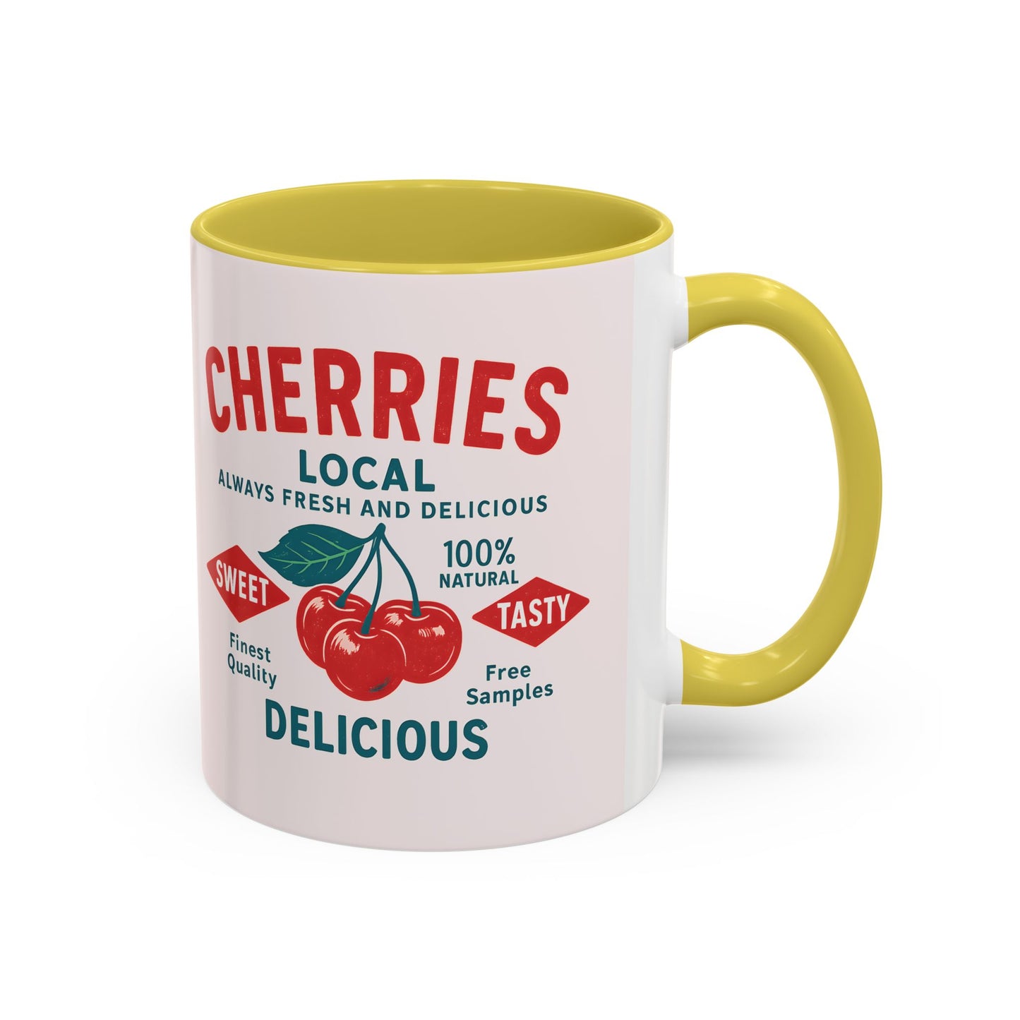 "Delicious Cherries", Colorful Mugs (11oz, 15oz) (Sea Salt Sherbet)