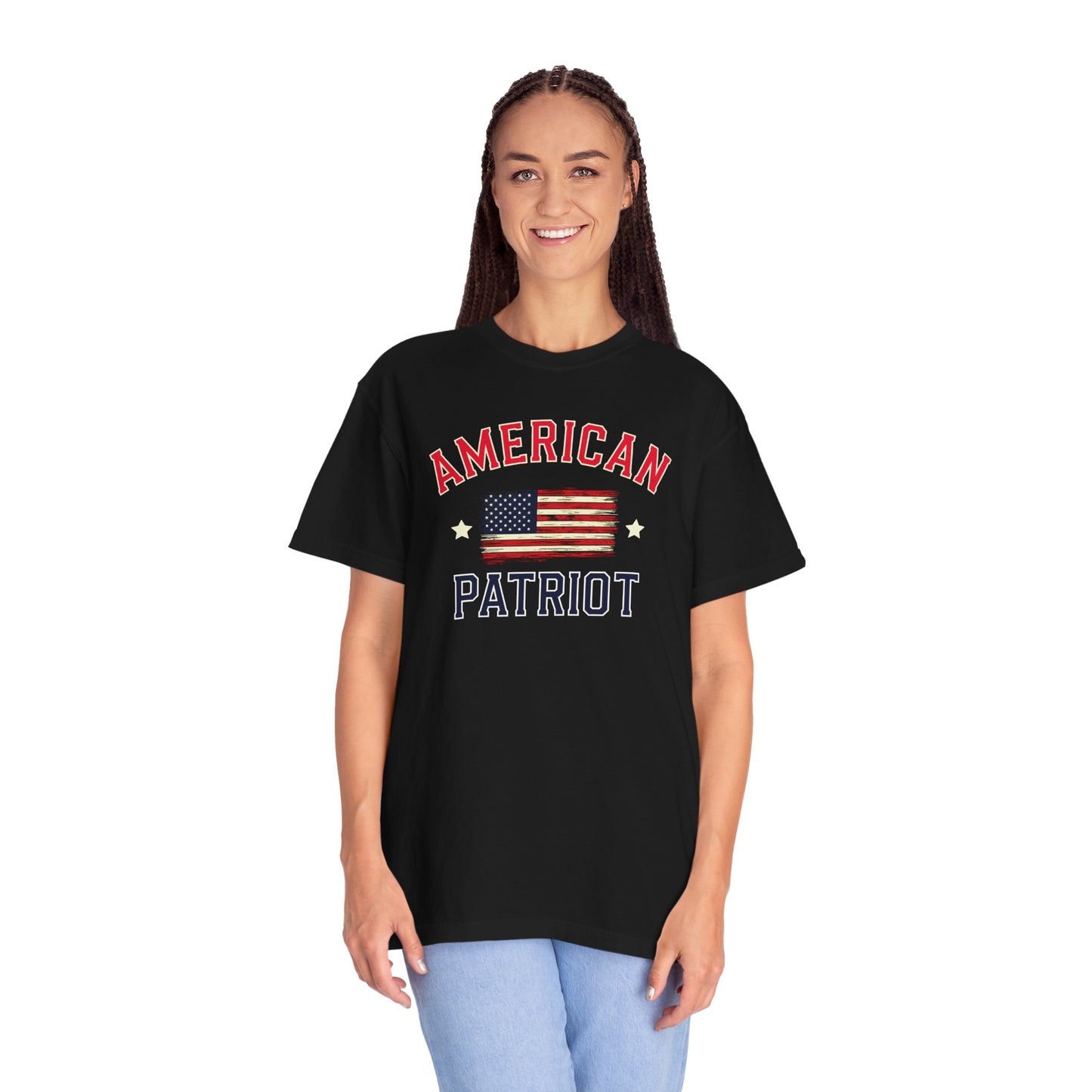 "American Patriot" with Flag, Unisex T-shirt (Black)
