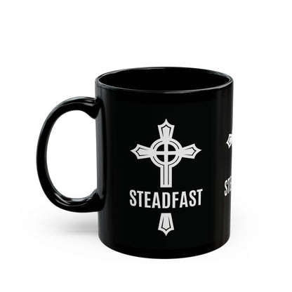 "Steadfast Cross", Black Mug (11oz & 15oz)