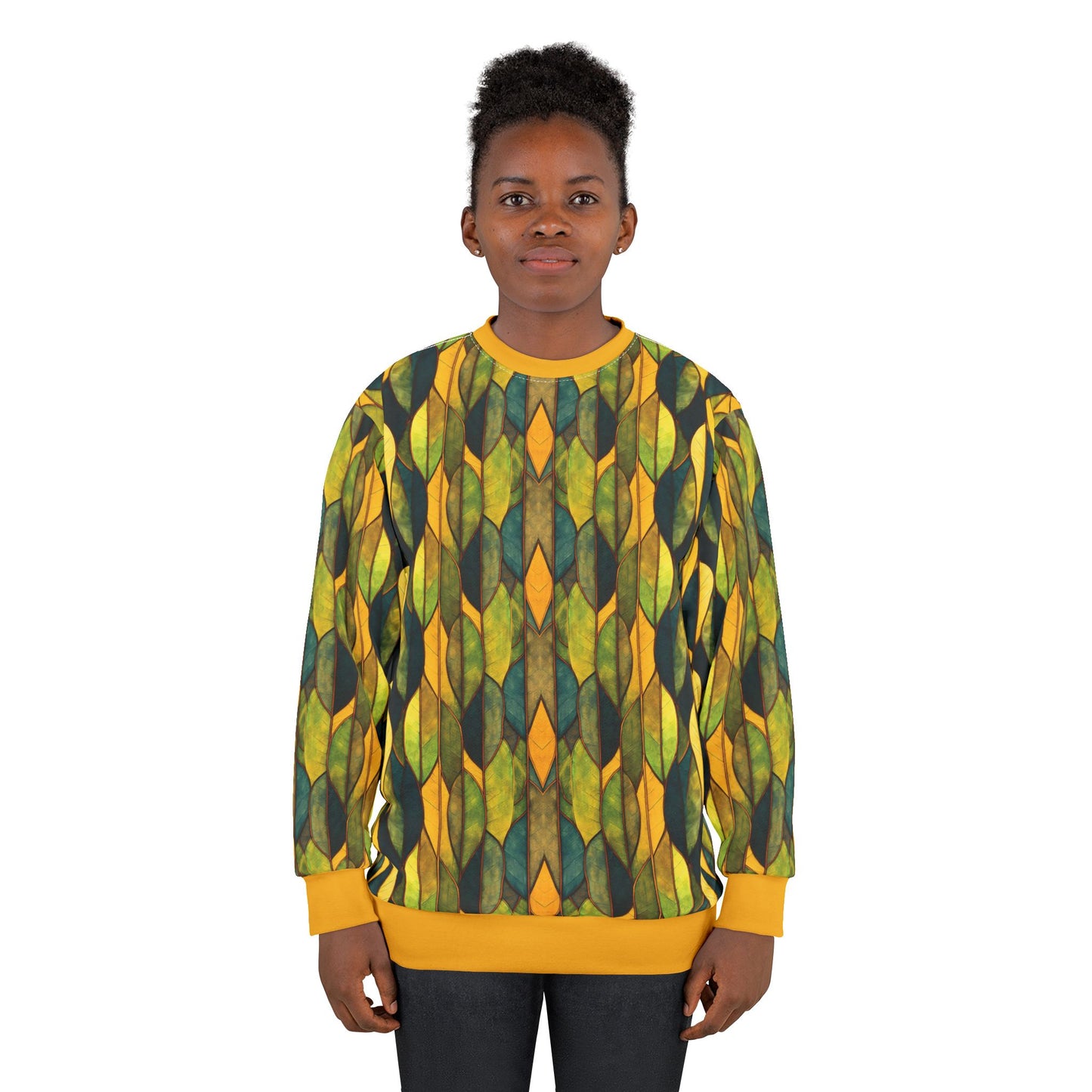 "Inner Grove", Unisex Sweatshirt (Amber Collar, Cuffs & Waistband)