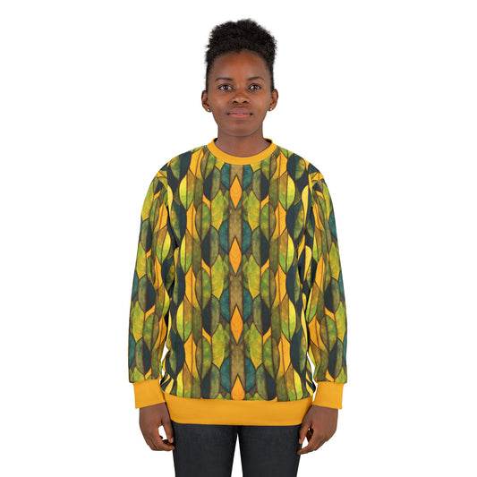 "Inner Grove", Unisex Sweatshirt (Amber Collar, Cuffs & Waistband)