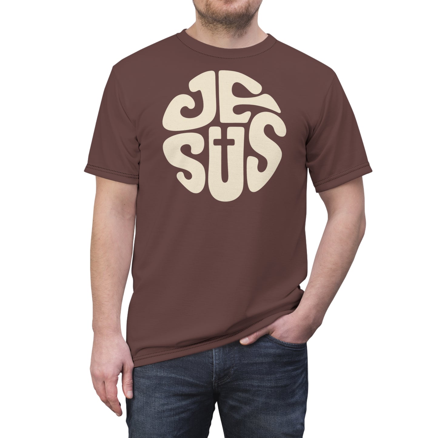 "Retro Jesus", Unisex T-shirt (Rose Ebony)