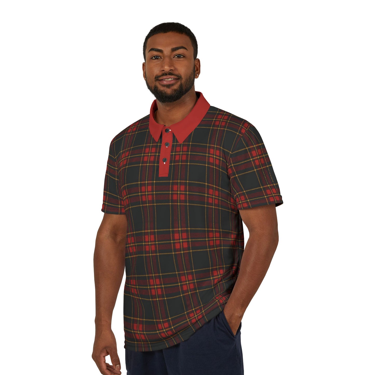 "Kilmor Gallóglach Tartan", Unisex Polo Shirt (Gallóglach Red Collar)