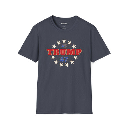 "Trump 45-47 Circle of Stars", Unisex Softstyle T-Shirt