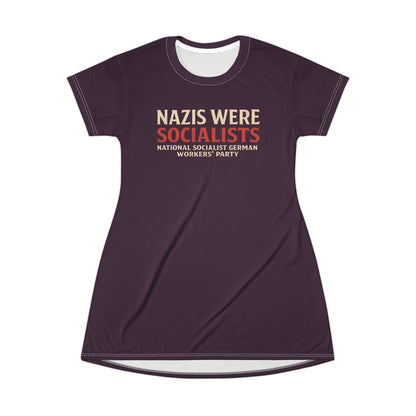 "Nazis were Socialists", T-Shirt Dress (Synallactida Purple)