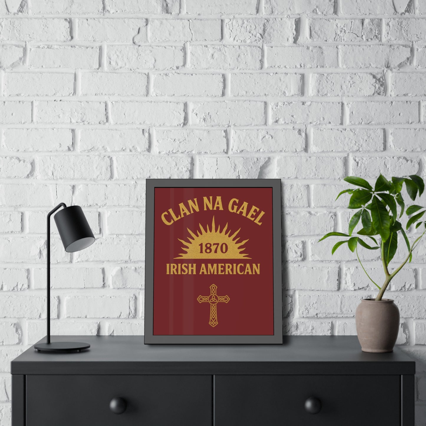 "Clan na Gael - Irish American", Framed Paper Poster (Palladius Red)