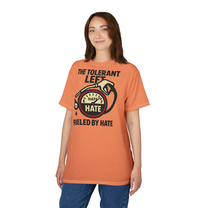 "The Tolerant Left", Unisex T-shirt (Atomic Tangerine)