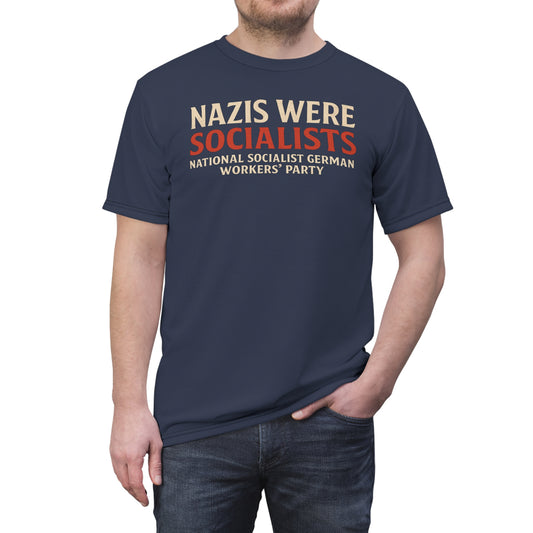 "Nazis were Socialists", Unisex T-shirt (Burka Blue Grey)