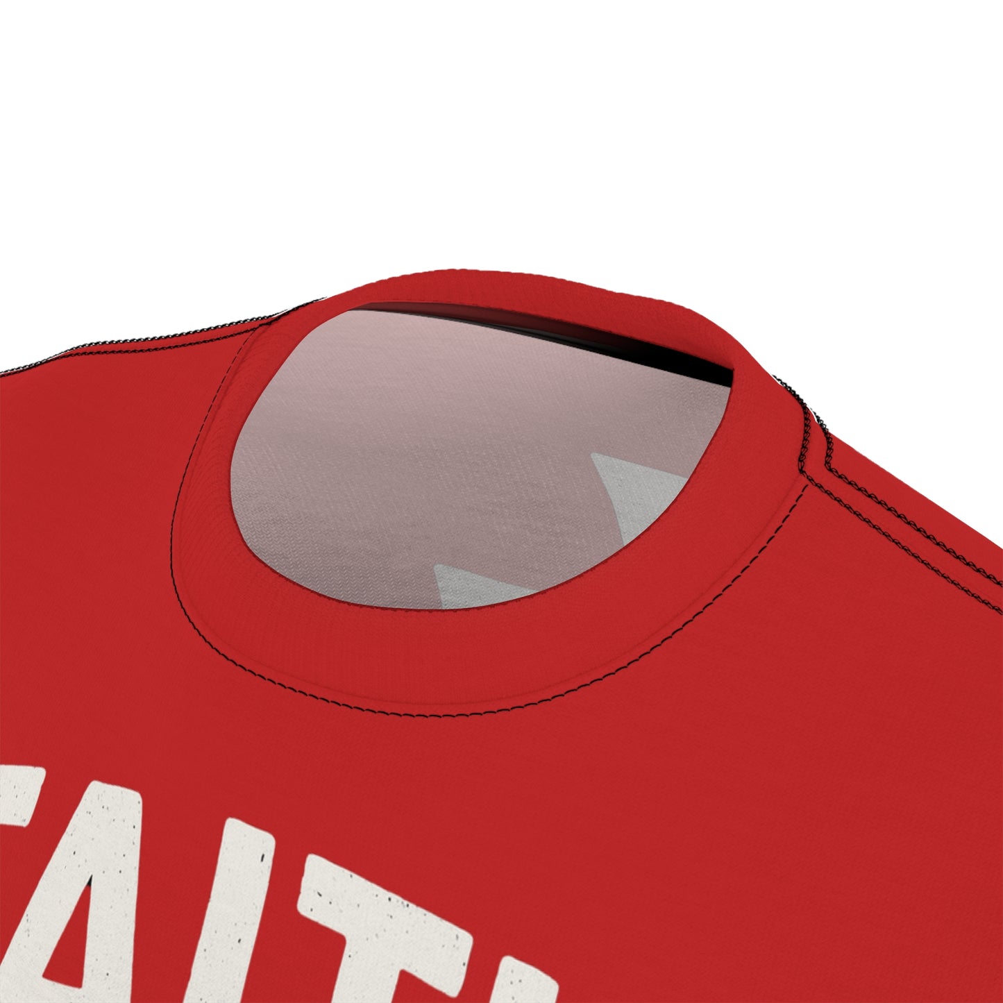 "Faith Overcomes Fear", Unisex Tee (Light Cherry Red)