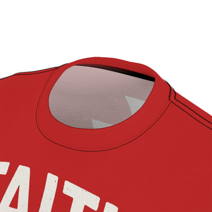 "Faith Overcomes Fear", Unisex Tee (Light Cherry Red)