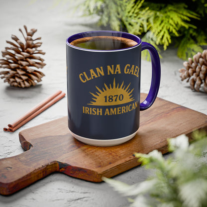 "Clan na Gael - Irish American", Colorful Mugs (11oz, 15oz) (Blue Burka Grey)