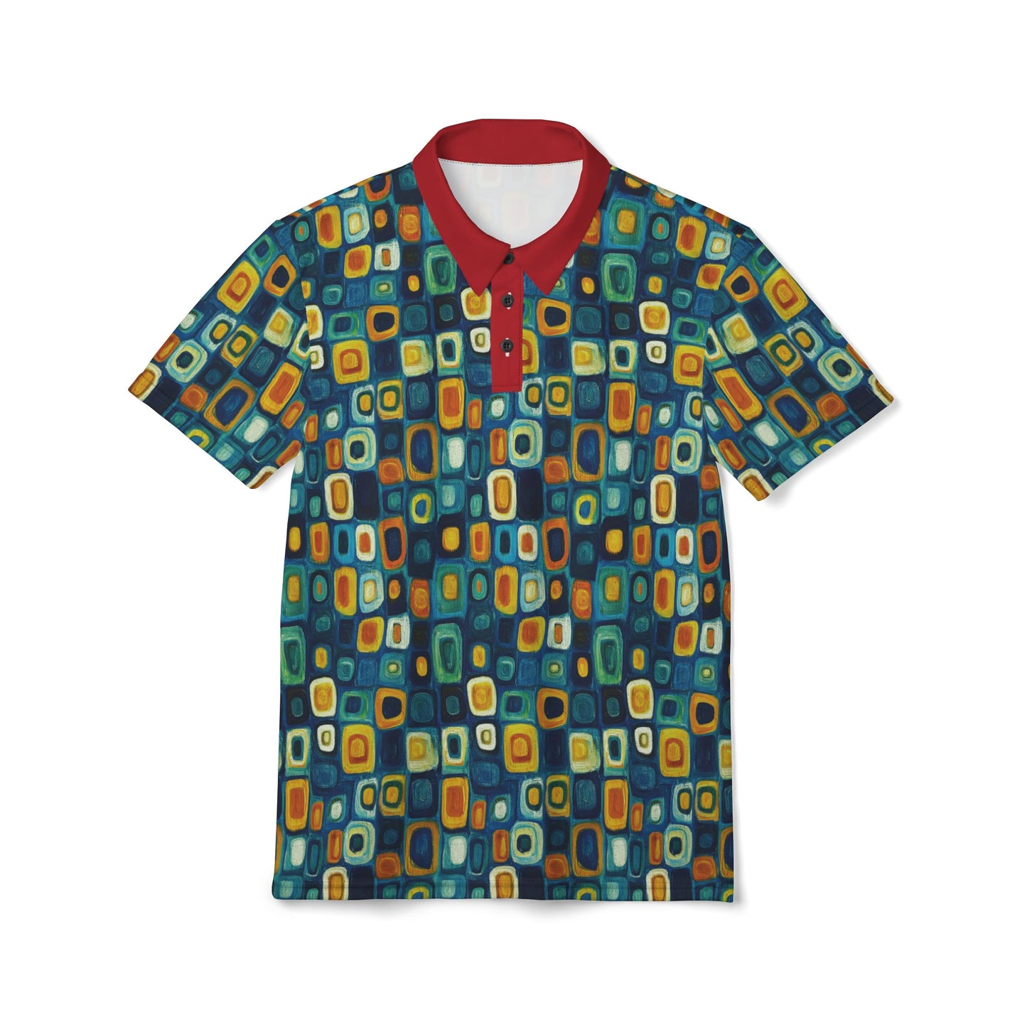 "Soul Mosaic", Unisex Polo Shirt (Red Collar)
