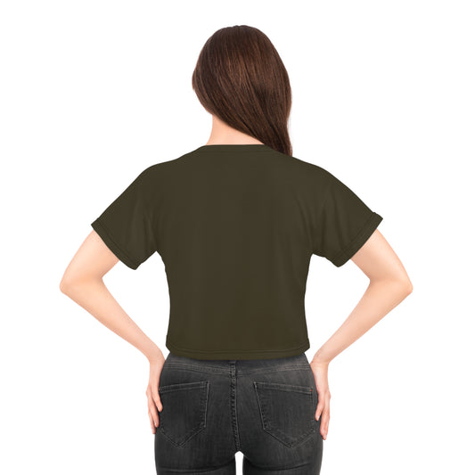 "Nazis were Socialists", Wearable Pattern Art Crop Tee (Olive Drab Brown)
