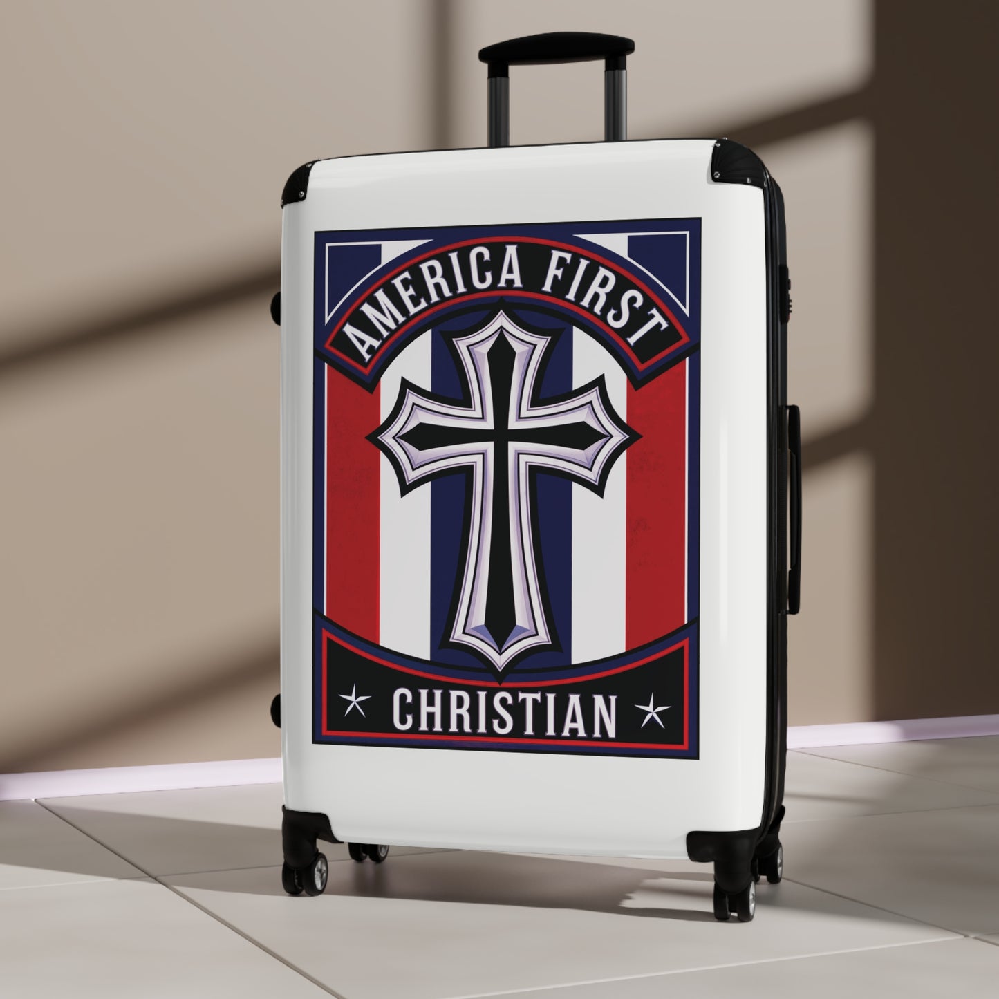 "America First Christian" Wall Art #11 Suitcases (Alabaster White)