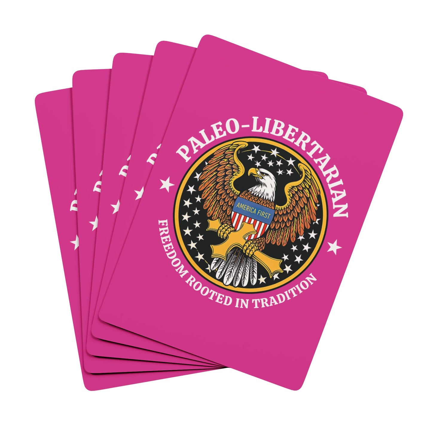 "Paleo-Libertarian" #01, Political Playing Cards (Strongboy Pink)