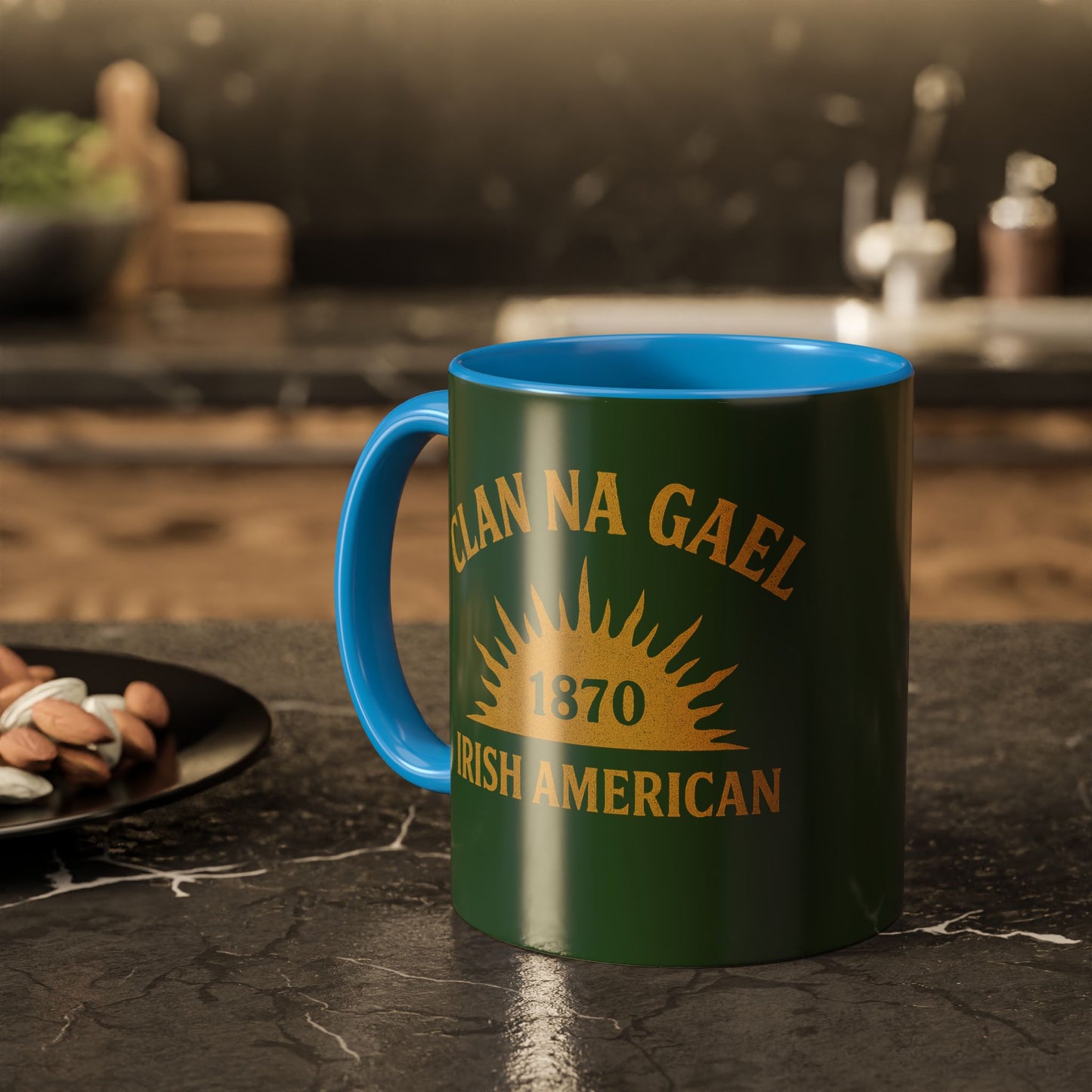 "Clan na Gael - Irish American", Colorful Mugs (11oz, 15oz) (Brithemain Green)