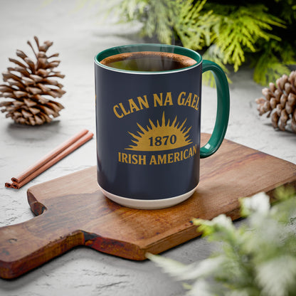 "Clan na Gael - Irish American", Colorful Mugs (11oz, 15oz) (Blue Burka Grey)