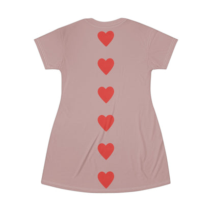 "Big Heart", T-Shirt Dress (Dusty Rose)