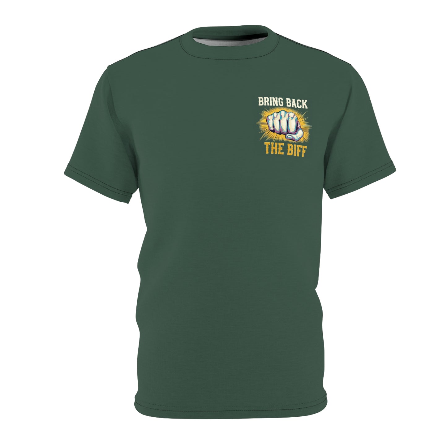 "Bring Back The Biff", Unisex T-shirt (Old Growth Green)