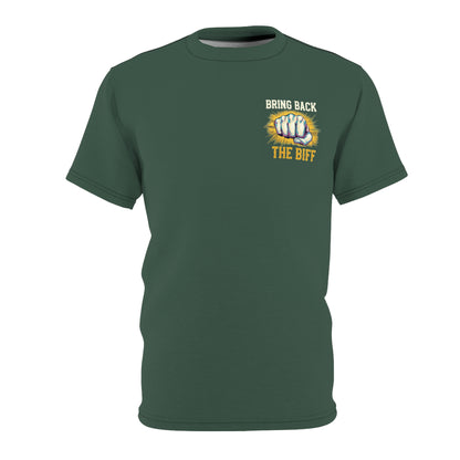 "Bring Back The Biff", Unisex T-shirt (Old Growth Green)