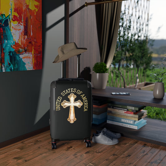 "USA Gold Cross" Suitcases (Black)