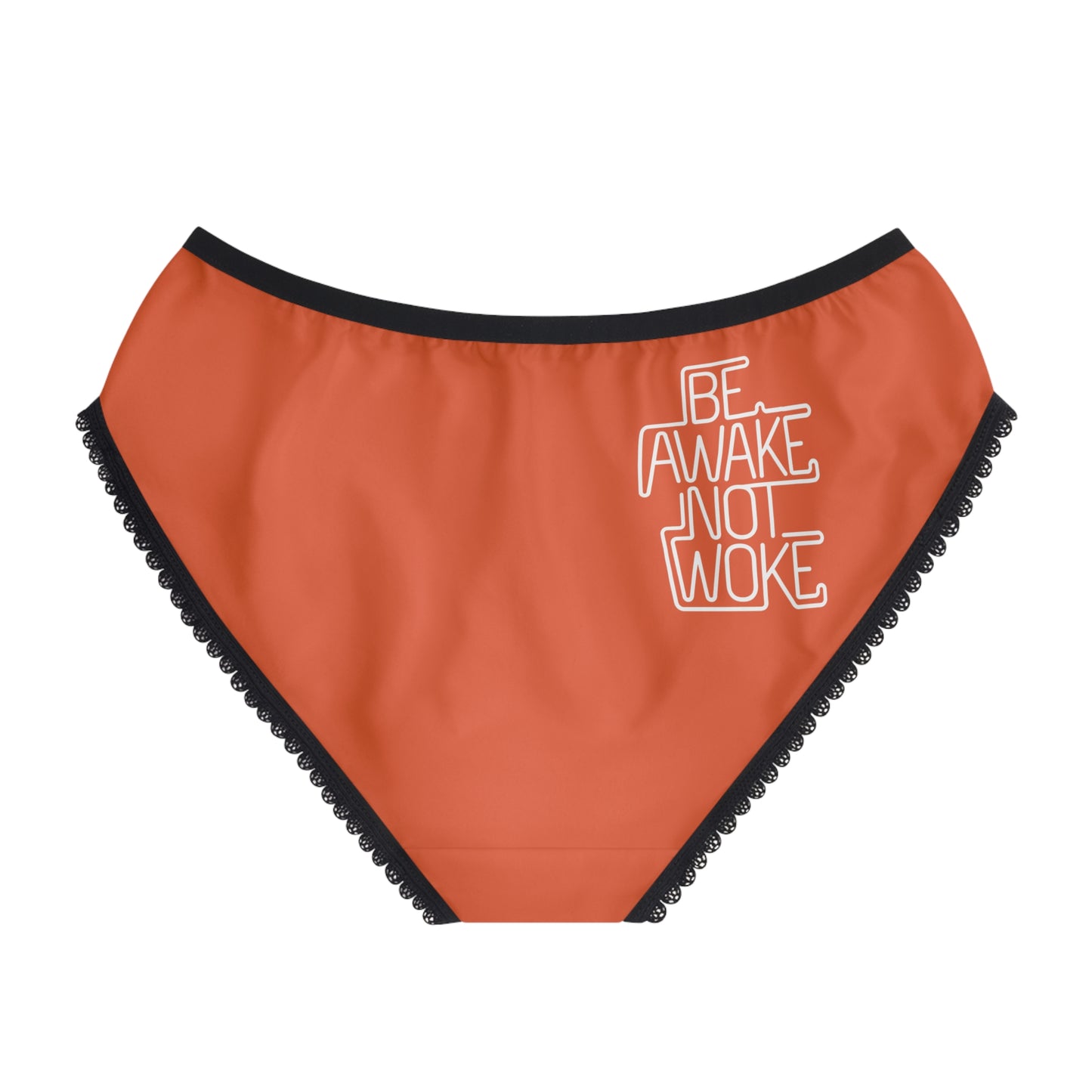 "Be Awake Not Woke" #1, Women's Briefs (Halloween Orange)