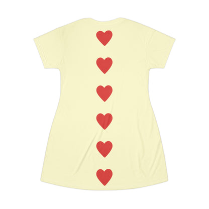 "Big Heart", T-Shirt Dress (Cream Yellow)