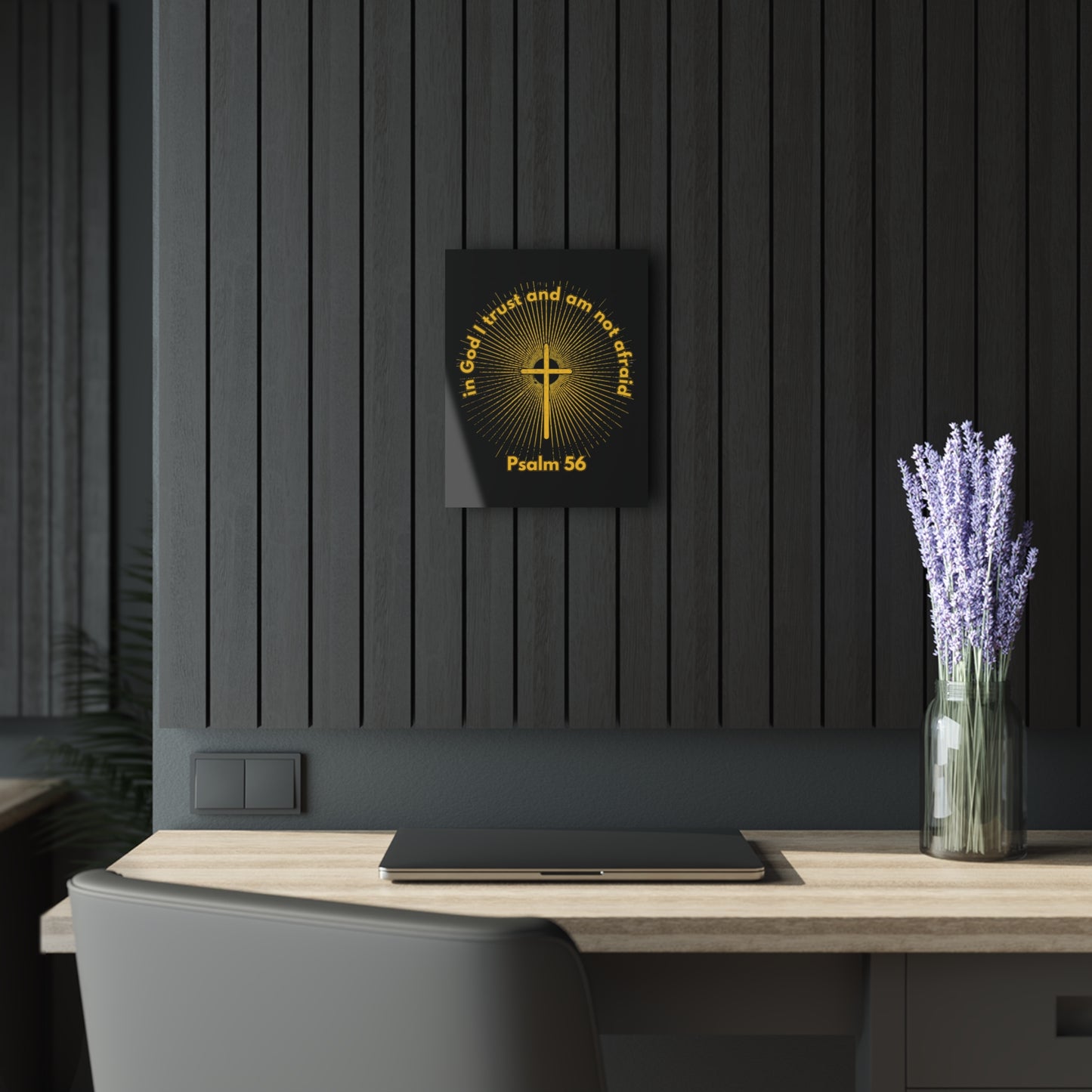 "Psalm 56", Acrylic Wall Print (French Cleat Hanging) (Void Black)