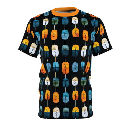 "Skyroot Grove", Unisex Tee (Bold Orange Collar)