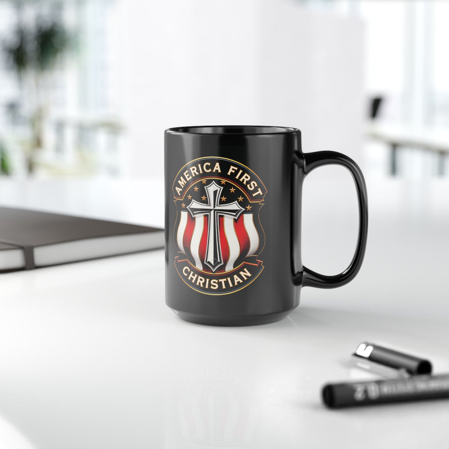 "America First Christian" #04, Black Mug (11oz & 15oz)