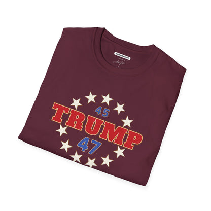 "Trump 45-47 Circle of Stars", Unisex Softstyle T-Shirt