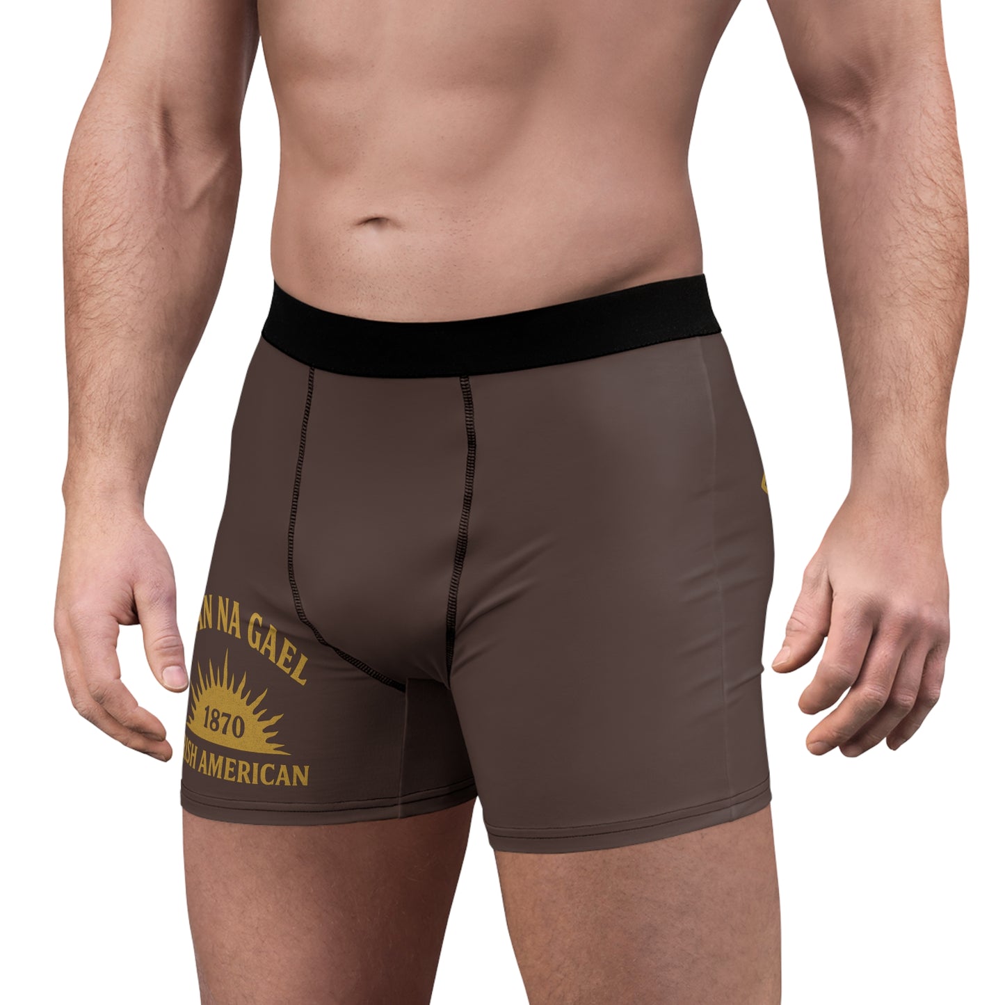 "Clan na Gael - Irish American", Men's Boxer Briefs (Wild Boar Brown)