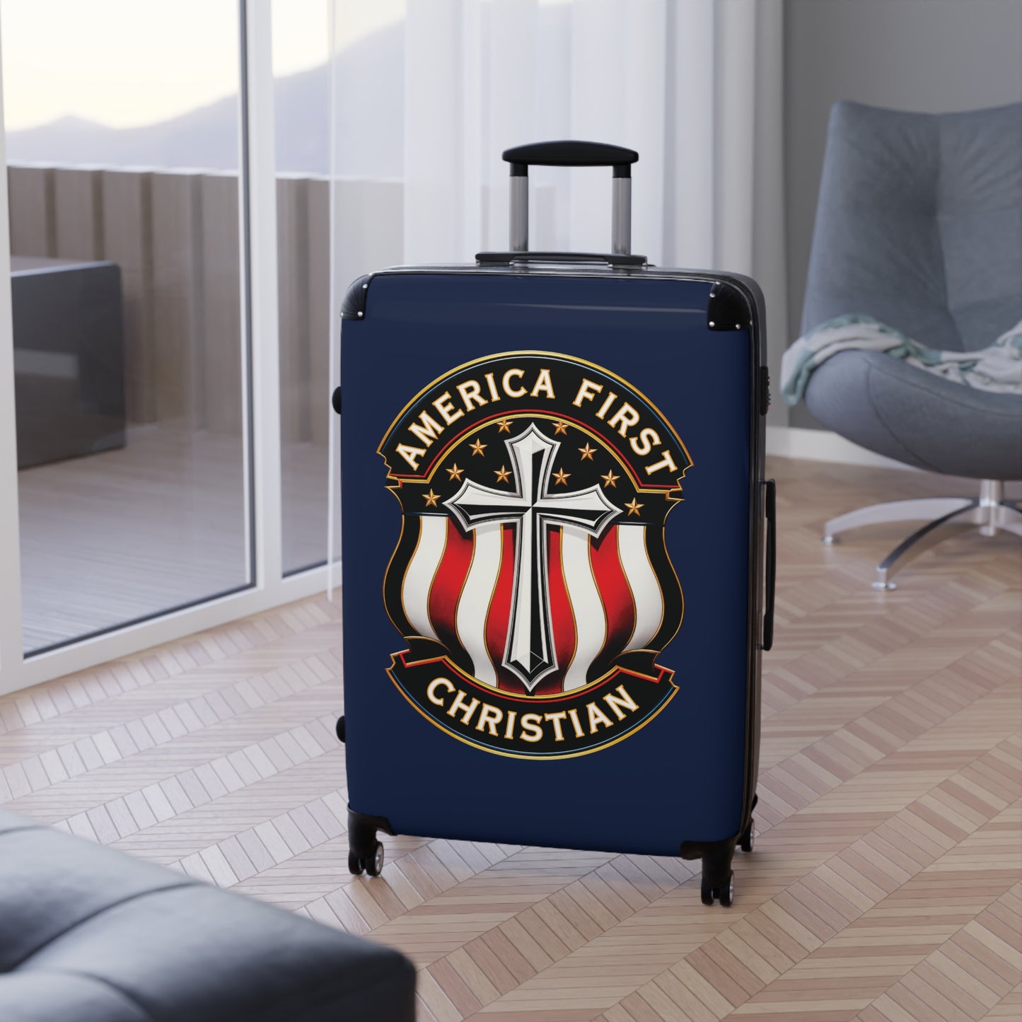 "America First Christian" #04, Suitcases (Dark Blue)