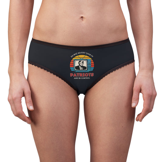 "Patriots are in Control" #01, Women's Briefs (Blackstone Blue)