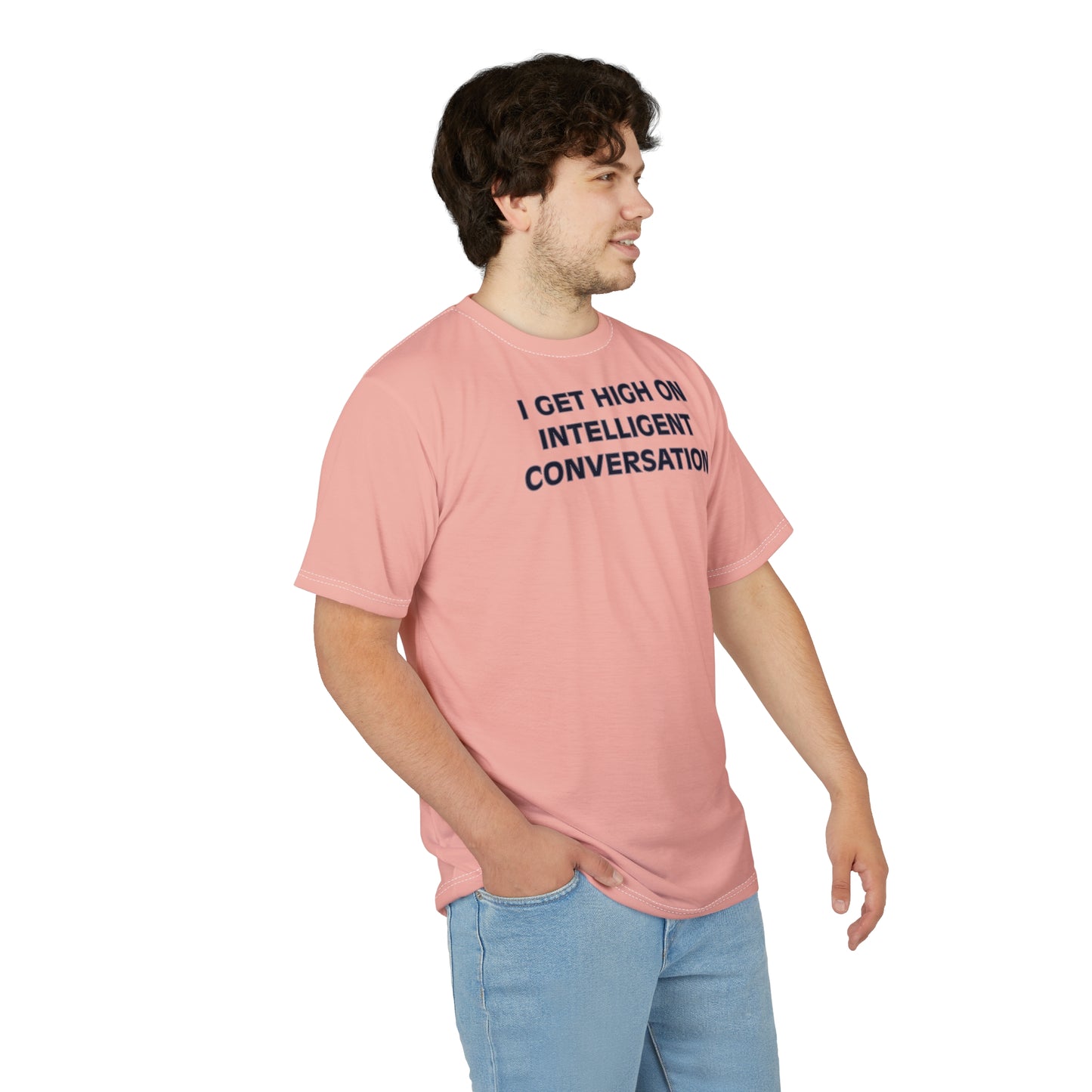 "Intelligent Conversation", Unisex T-shirt (Cherry Chip)