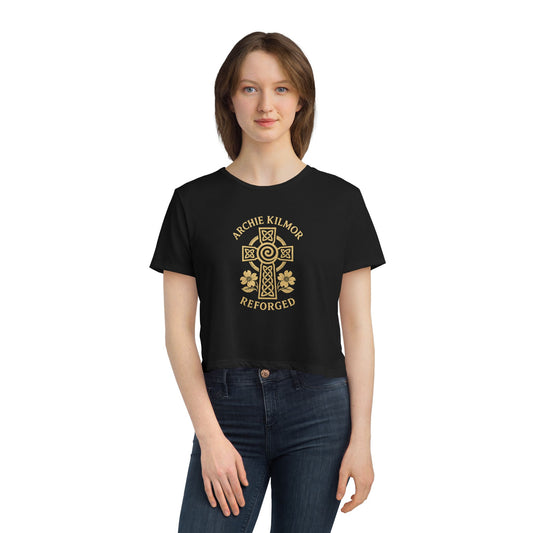 "Archie Kilmor Cross - Reforged" #01, Women's Flowy Cropped Tee